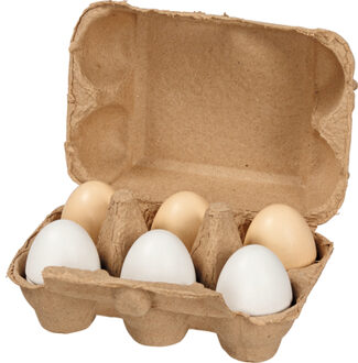 Goki Eieren met klittenbandsluiting in eierdoos, 6 stuks Kleurrijk