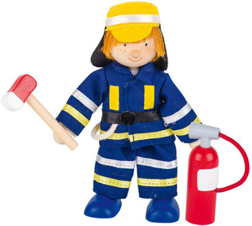 Goki Houten buigpopje brandweerman met blusser 11,5cm