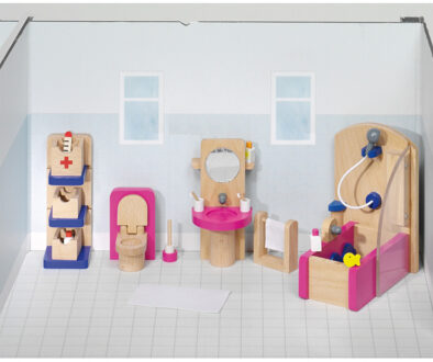 Goki Houten Poppenhuis Badkamer 22-delig Multikleur