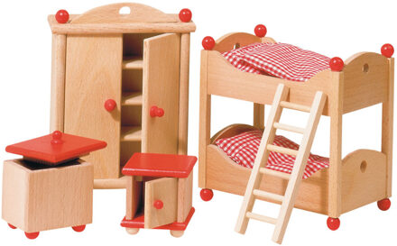 Goki Houten Poppenhuis Kinderkamer 5-delig Multikleur