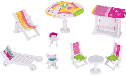 Goki Houten Poppenhuis Tuinmeubel Set 9-delig