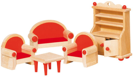 Goki Houten Poppenhuis Woonkamer 5-delig Multikleur