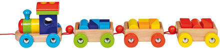 Goki Houten Trein Orlando 51cm Met Blokken Multikleur