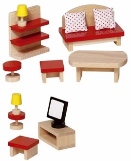 Goki Houten woonkamer meubeltjes voor poppenhuis