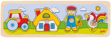 Goki Knopjespuzzel Bezoek Aan De Boerderij 30 X10 Cm 4-delig