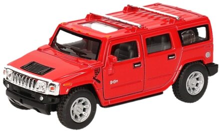 Goki Modelauto Hummer H2 SUV - speelgoed wagen - rood - 12,5 cm - metaal