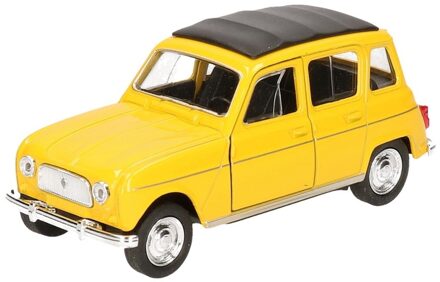 Goki Modelauto Renault 4 - geel - 11 cm - schaalmodel auto - schaal 1:34 - pull-back