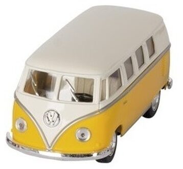 Goki Modelauto Volkswagen T1 two-tone - geel/wit - 13cm - speelgoed auto schaalmodel - miniatuur model