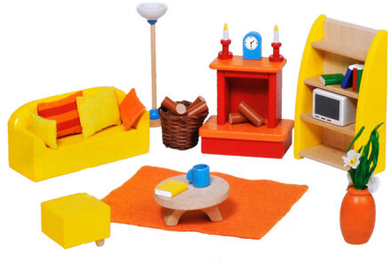 Goki Poppenhuismeubeltjes: MODERNE WOONKAMER 24-delig (incl. toebehoren, excl.