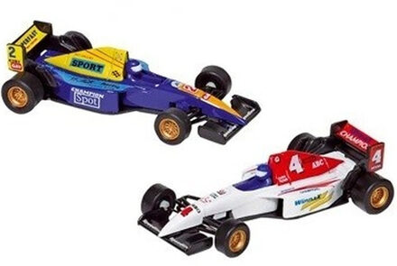 Goki Raceauto speelgoed set van 2x stuks Formule 1 wagens 10 cm - Speelgoed auto's Multikleur