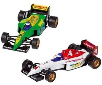 Goki Raceauto speelgoed set van 2x stuks Formule 1 wagens 10 cm