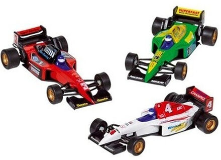 Goki Raceauto speelgoed set van 3x stuks Formule 1 wagens 10 cm - Speelgoed auto's Multikleur