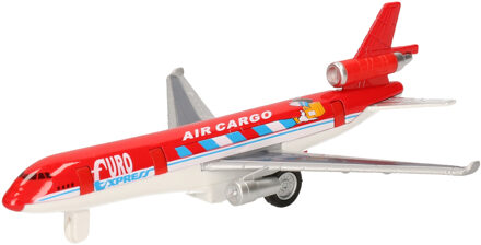 Goki Rood air cargo speelgoed vliegtuigje van metaal 19 cm - Speelgoed vliegtuigen