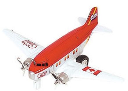Goki Speelgoed Vliegtuig - 12 cm - rood - dubbele propeller - pull back motor