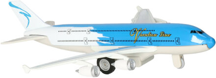 Goki Speelgoed Vliegtuig - 19 cm - blauw/wit - pull back motor - kinderen