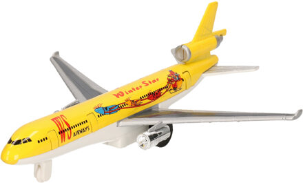 Goki Speelgoed Vliegtuig - 19 cm - geel - pull back motor - kinderen