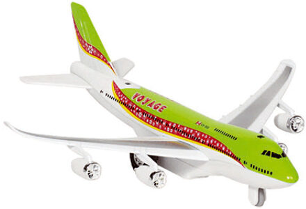 Goki Speelgoed Vliegtuig - 19 cm - groen - licht en geluid - kinderen - pull back motor