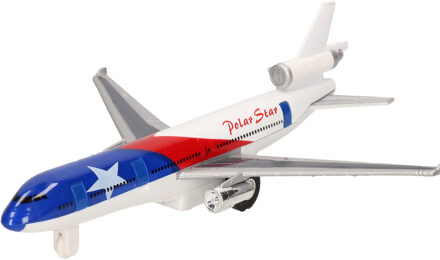 Goki Speelgoed Vliegtuig - 19 cm - rood/blauw - pull back motor - kinderen Multi