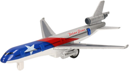 Goki Speelgoed Vliegtuig - 19 cm - rood/blauw - pull back motor - kinderen