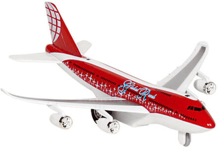 Goki Speelgoed Vliegtuig - 19 cm - rood - licht en geluid - kinderen - pull back motor