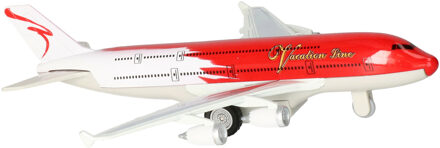 Goki Speelgoed Vliegtuig - 19 cm - rood/wit - pull back motor - kinderen
