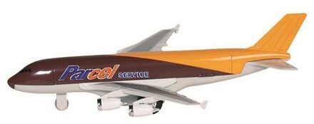 Goki Speelgoed Vliegtuig - 1x - 19 cm - bruin/geel - pull back motor - kinderen