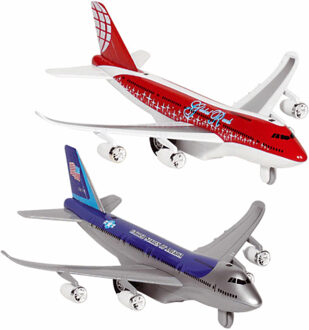 Goki Speelgoed Vliegtuigjes - 2x stuks - 19 cm - blauw en rood - licht en geluid