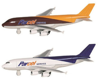 Goki Speelgoed Vliegtuigjes - 2x stuks - 19 cm - bruin en wit - pull back motor - kinderen