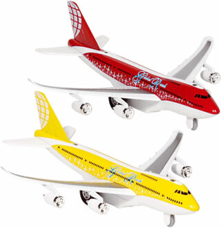 Goki Speelgoed Vliegtuigjes - 2x stuks - 19 cm - geel en rood - licht en geluid