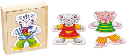 Goki Vormenpuzzel Vrolijke Dieren Junior 14 Cm Hout 18 Stukjes