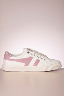 Gola Mark Cox Tennis Sneakers in gebroken wit en lichtroze Wit/Roze
