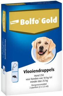 Gold 250 Anti vlooienmiddel - Hond - 10 Tot 25 kg -  2 pipetten