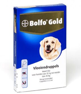 Gold 250 Anti vlooienmiddel - Hond - 10 Tot 25 kg - 4 pipetten