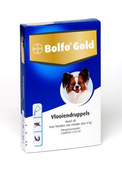 Gold 40 Anti vlooienmiddel - Hond - 0 Tot 4 kg - 2 pipetten