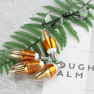 Gold / Chrome Plated Screw E14 / E27 Small Snails Energy Saving Led Candle Bulbs 5W 7w 9w 12w Bubble Tail Clear Light Source