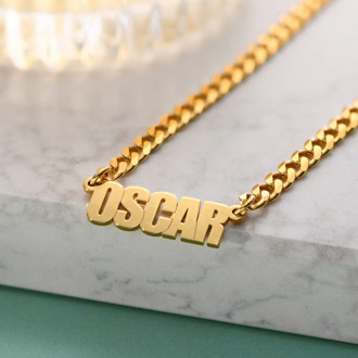 Gold Color Cuban Chain Customized Name Necklaces Pendants Handmade Jewelry Stainless Steel Women Men Nameplate Charm Necklace