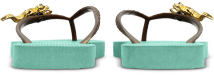 Gold crocodile switch mintgroen dames slippers, , maat: - 39-40