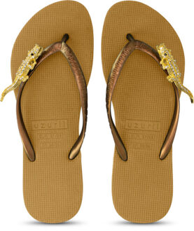 Gold crocodile switch oker dames slippers, , maat: - maat 39-40 Geel