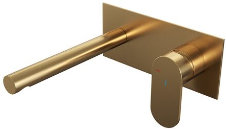 Gold Edition inbouw wastafelkraan I-model met achterplaat - hendel 3 - geborsteld gold PVD