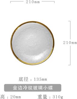 Gold Inlay Glas Plaat Slakom Phnom Penh Diner Schotel Plaat Soep Fruitschaal Dessert Steak Bruiloft Plaat Decoratieve Servies 21-disc