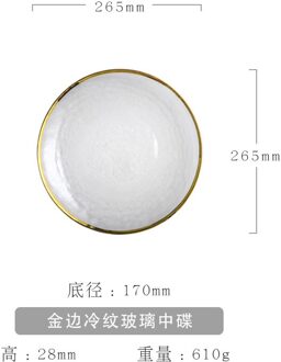 Gold Inlay Glas Plaat Slakom Phnom Penh Diner Schotel Plaat Soep Fruitschaal Dessert Steak Bruiloft Plaat Decoratieve Servies 27-disc