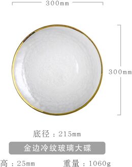 Gold Inlay Glas Plaat Slakom Phnom Penh Diner Schotel Plaat Soep Fruitschaal Dessert Steak Bruiloft Plaat Decoratieve Servies 30-disc