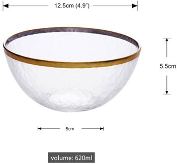 Gold Inlay Rand Glas Slakom Fruit Rijst Maaltijd Kommen Soep Voedsel Opslag Container Lunch Bento Box Decoratie Servies