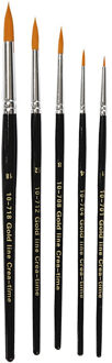 Gold Line Hobby schilder penselen - 5x - rond synthetisch - Voor dikke en dunne acryl verf