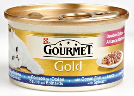 Gold luxe mix met zeevis in een saus met spinazie 85g kattenvoer