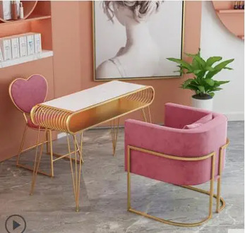 Gold marble manicure table and chair set combination single two three manicure table nail salon table and chair