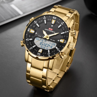 Gold Men Watch New Luxury Brand Sport Style Watches Mens Chronograph Quartz Wristwatch Male Waterproof Clock Relogio Masculino
