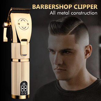 Gold Metal Barbershop Cutter Hair Cutting Machine Haircut Cordless Hair Clipper Hair Trimmer 100-240V Cut Electric Rechargeable