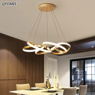 Gold Plated LED Pendant Lights Dining Room Kitchen New Lighting Lamp Cord Pendant Lamp With Remote Control AC85-260v Luminaire
