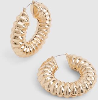 Gold Spiral Hoop Earrings, Gold - ONE SIZE